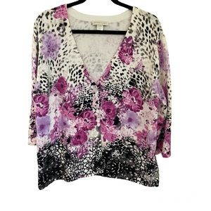 Christopher & Banks Floral Cardigan - XL